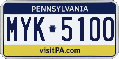 PA license plate MYK5100