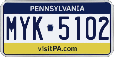PA license plate MYK5102