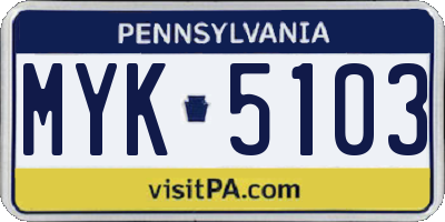 PA license plate MYK5103