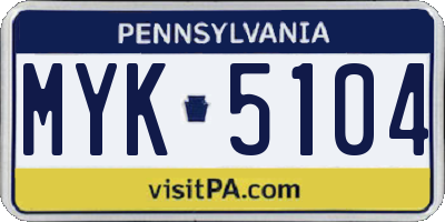 PA license plate MYK5104