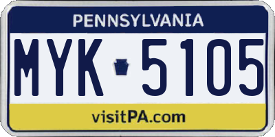 PA license plate MYK5105