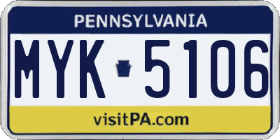 PA license plate MYK5106