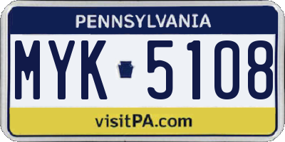 PA license plate MYK5108