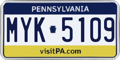 PA license plate MYK5109