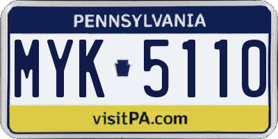 PA license plate MYK5110