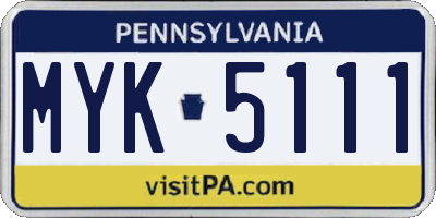 PA license plate MYK5111