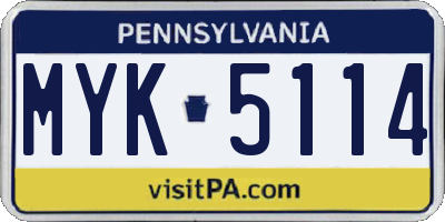 PA license plate MYK5114