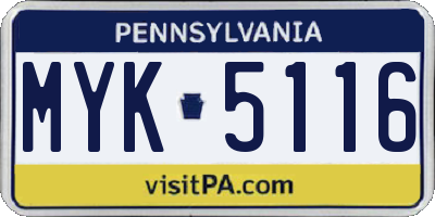 PA license plate MYK5116