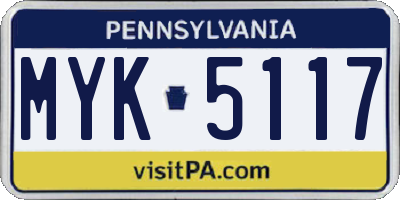 PA license plate MYK5117