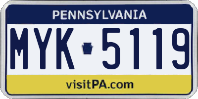 PA license plate MYK5119
