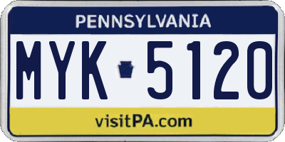 PA license plate MYK5120