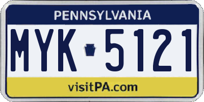 PA license plate MYK5121