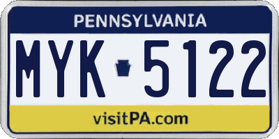 PA license plate MYK5122