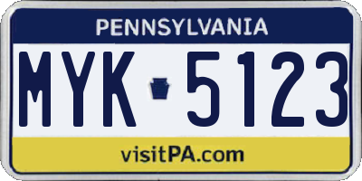 PA license plate MYK5123