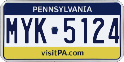PA license plate MYK5124