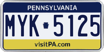 PA license plate MYK5125