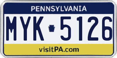 PA license plate MYK5126