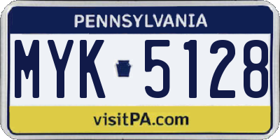 PA license plate MYK5128
