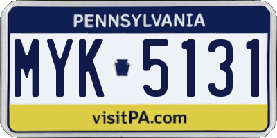 PA license plate MYK5131