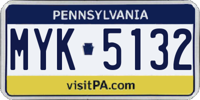 PA license plate MYK5132