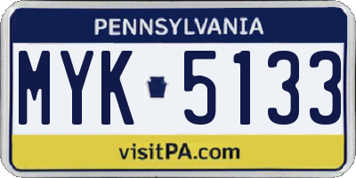 PA license plate MYK5133