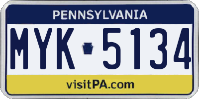 PA license plate MYK5134