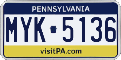 PA license plate MYK5136
