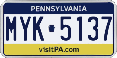 PA license plate MYK5137