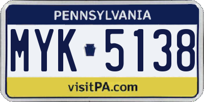 PA license plate MYK5138