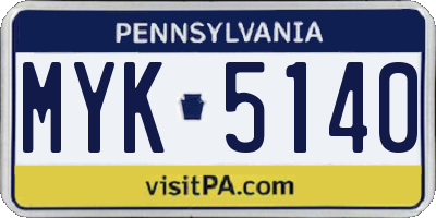 PA license plate MYK5140