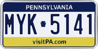 PA license plate MYK5141