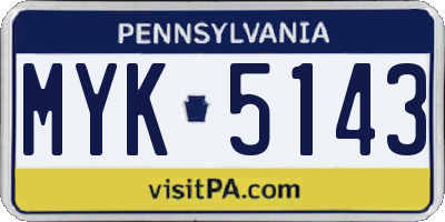PA license plate MYK5143