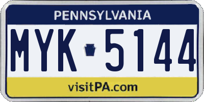 PA license plate MYK5144