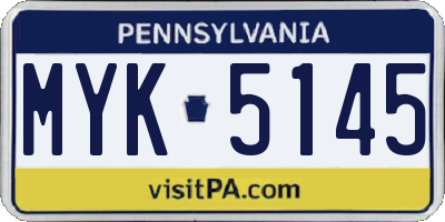 PA license plate MYK5145