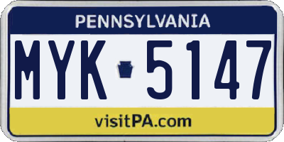 PA license plate MYK5147