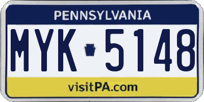 PA license plate MYK5148
