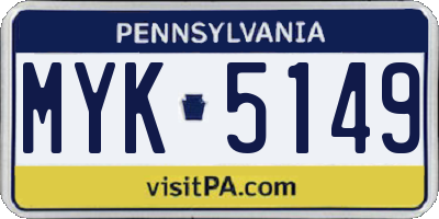 PA license plate MYK5149