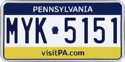 PA license plate MYK5151