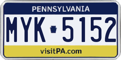 PA license plate MYK5152