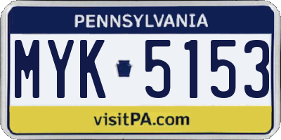 PA license plate MYK5153