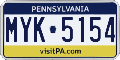 PA license plate MYK5154