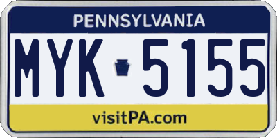PA license plate MYK5155