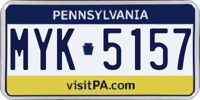 PA license plate MYK5157