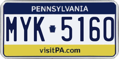 PA license plate MYK5160