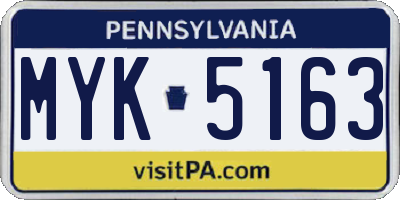 PA license plate MYK5163