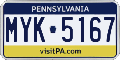 PA license plate MYK5167