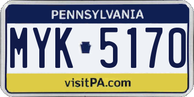 PA license plate MYK5170