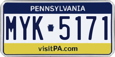 PA license plate MYK5171