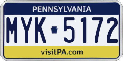 PA license plate MYK5172