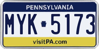 PA license plate MYK5173